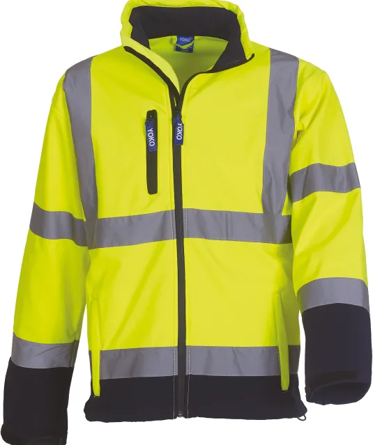 YHVK09 - Softshell veiligheidsjas Hi Vis Yellow / Navy