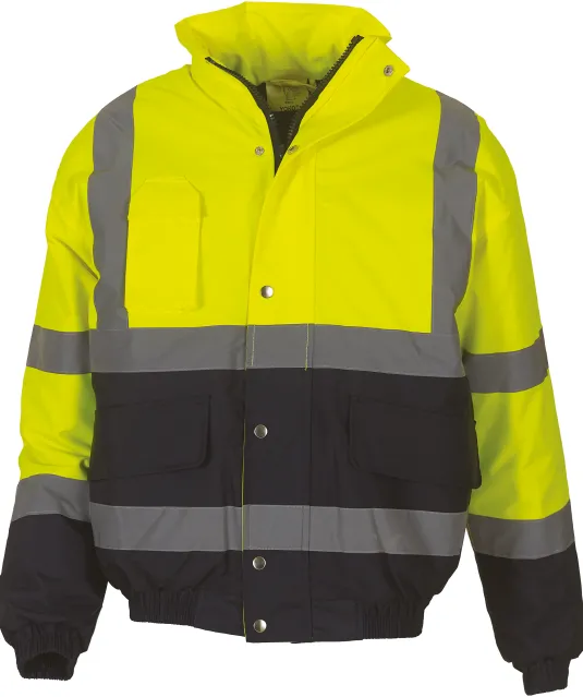 YHVP218 - 2-kleurig veiligheids bomberjack Hi Vis Yellow / Navy