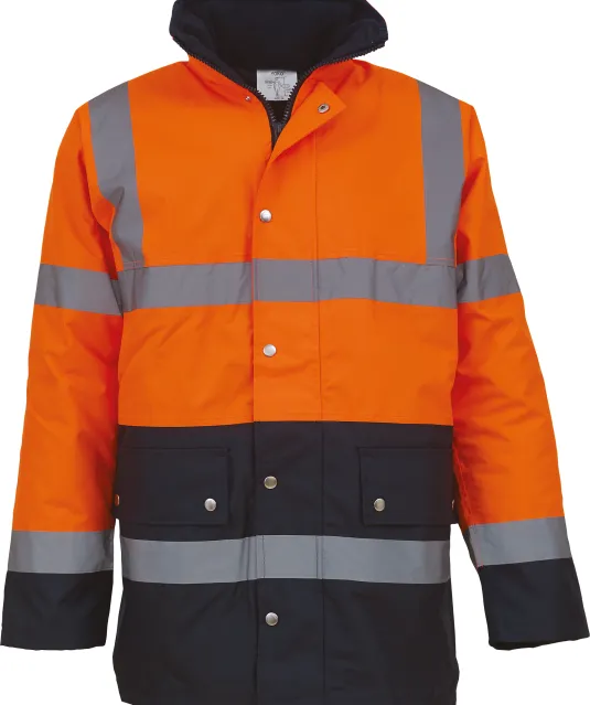 YHVP302 - 2-kleurig veiligheidsjack voor snelweg Hi Vis Orange / Navy