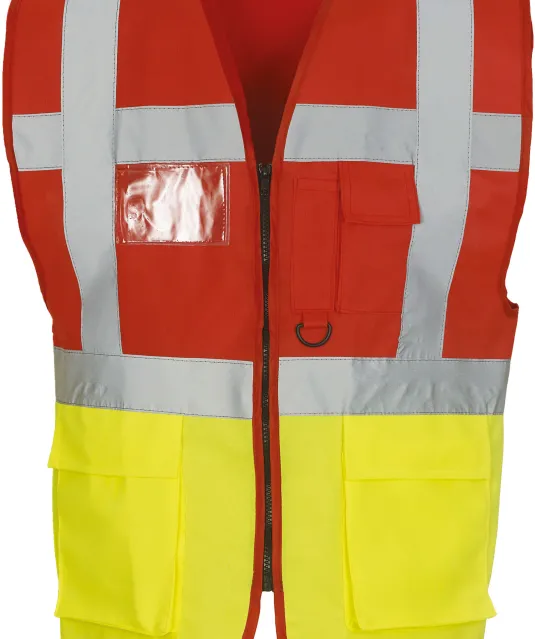 YHVW801 - Multifunctioneel veiligheidshesje Red / Hi Vis Yellow