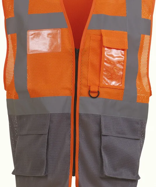 YHVW820 - Top Cool -hoge zichtbaarheid hesje Hi Vis Orange / Grey