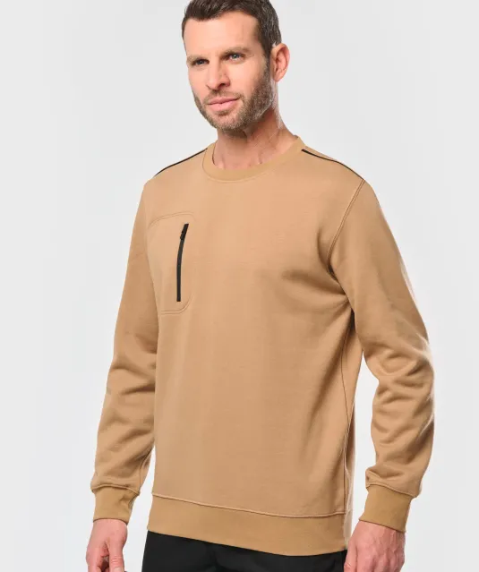 WK403 - Day To Day unisex sweater met zip contrasterende zak Black / Kelly Green