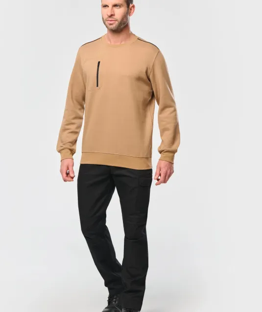 WK403 - Day To Day unisex sweater met zip contrasterende zak Black / Kelly Green