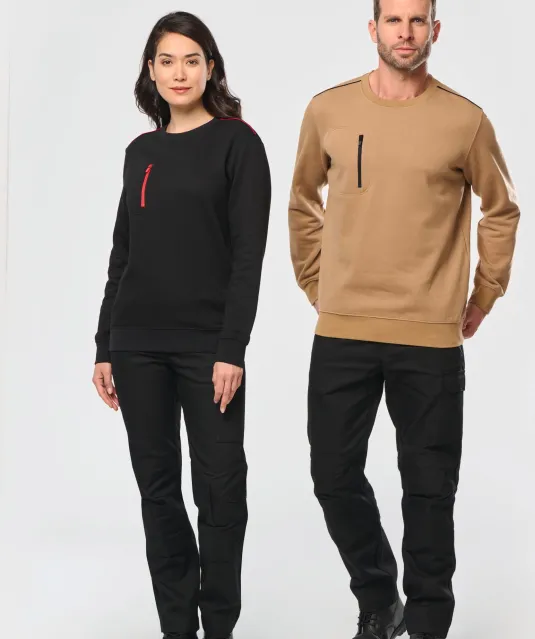 WK403 - Day To Day unisex sweater met zip contrasterende zak Black / Kelly Green