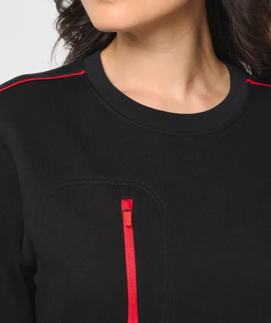 WK403 - Day To Day unisex sweater met zip contrasterende zak Black / Kelly Green
