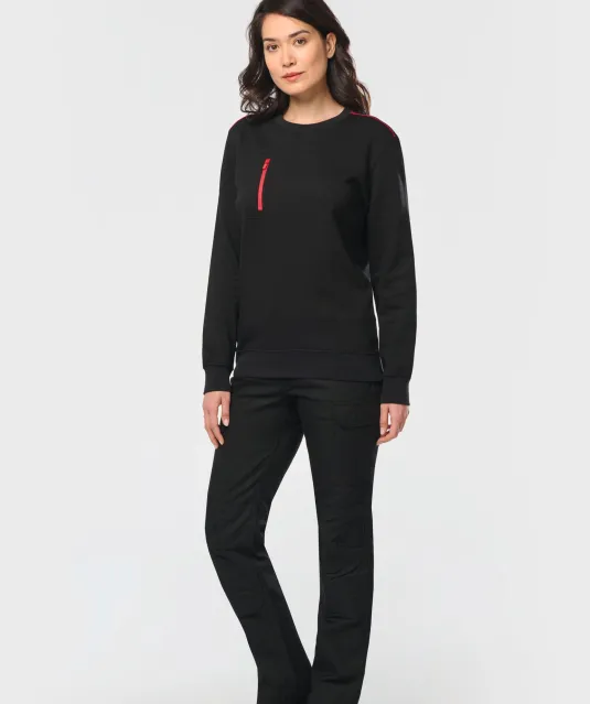 WK403 - Day To Day unisex sweater met zip contrasterende zak Black / Kelly Green