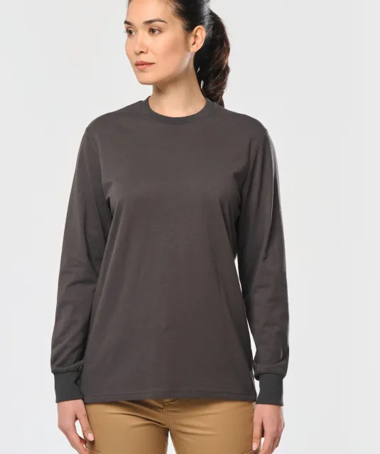 WK303 - Ecologisch uniseks T-shirt met lange mouwen White