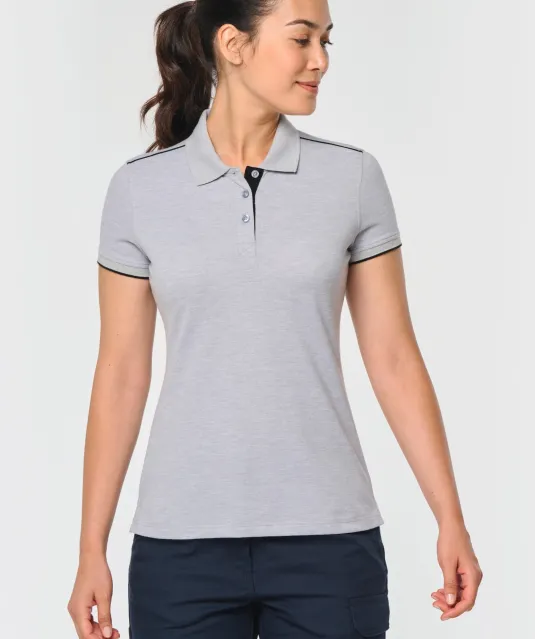 WK271 - Contrasterende damespolo Day To Day korte mouwen Black / Kelly Green