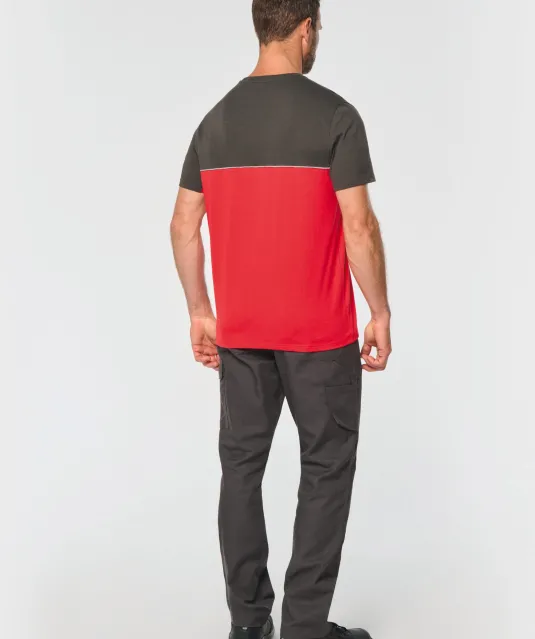 WK304 - Ecologisch tweekleurig uniseks T-shirt met korte mouwen Black / Forest Green