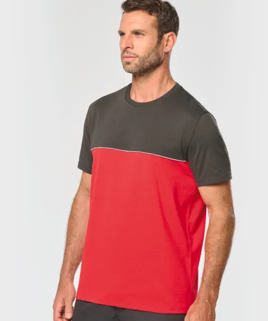 WK304 - Ecologisch tweekleurig uniseks T-shirt met korte mouwen Black / Forest Green