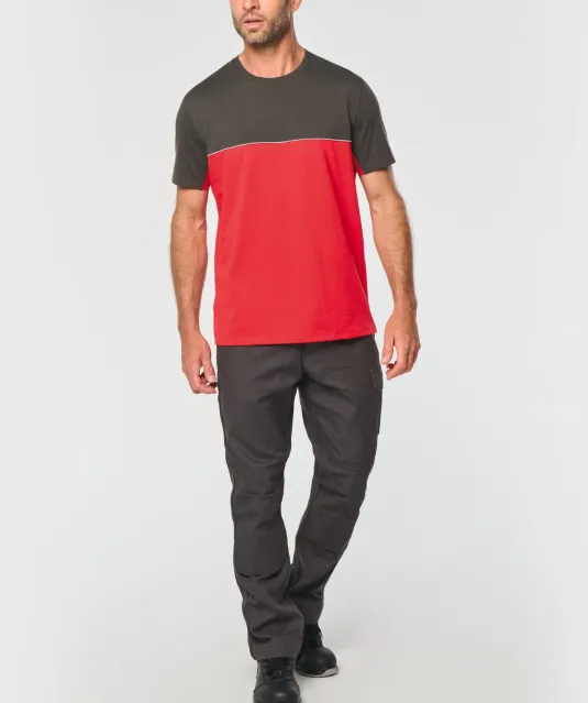 WK304 - Ecologisch tweekleurig uniseks T-shirt met korte mouwen Black / Forest Green