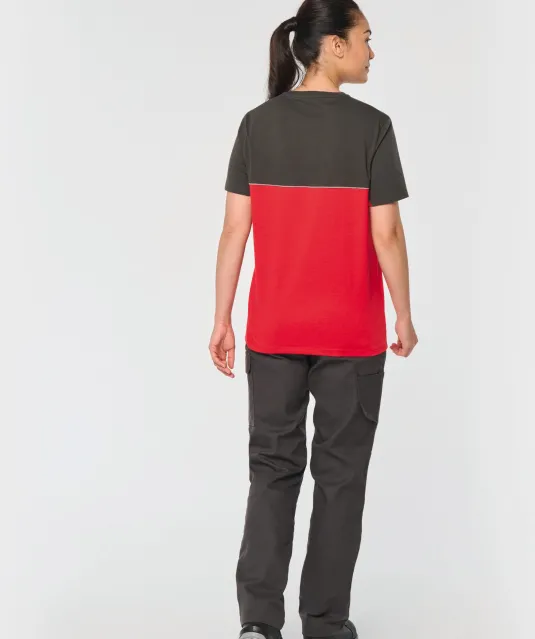 WK304 - Ecologisch tweekleurig uniseks T-shirt met korte mouwen Black / Forest Green