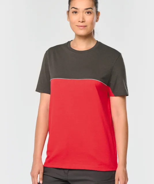 WK304 - Ecologisch tweekleurig uniseks T-shirt met korte mouwen Black / Forest Green