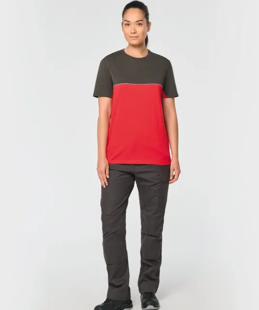 WK304 - Ecologisch tweekleurig uniseks T-shirt met korte mouwen Black / Forest Green