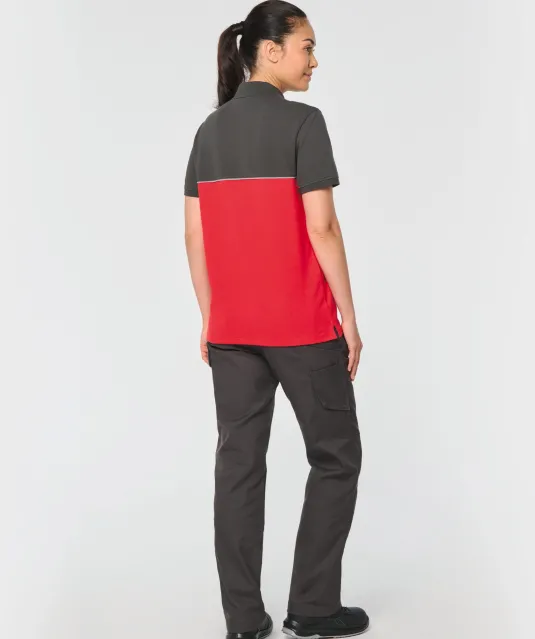 WK210 - Ecologische uniseks polo met korte mouwen in twee kleuren Black / Forest Green