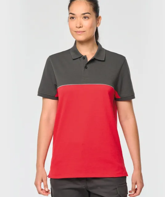 WK210 - Ecologische uniseks polo met korte mouwen in twee kleuren Black / Forest Green