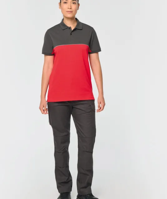 WK210 - Ecologische uniseks polo met korte mouwen in twee kleuren Black / Forest Green