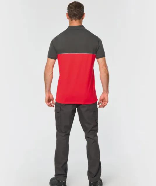 WK210 - Ecologische uniseks polo met korte mouwen in twee kleuren Black / Forest Green