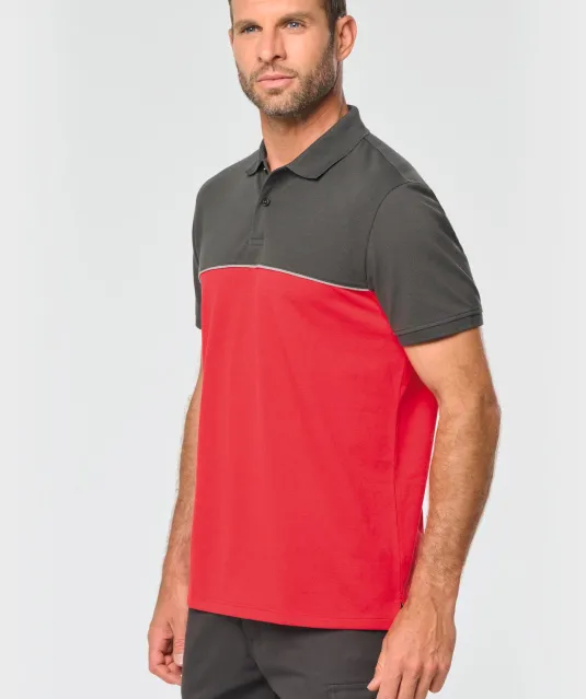 WK210 - Ecologische uniseks polo met korte mouwen in twee kleuren Black / Forest Green