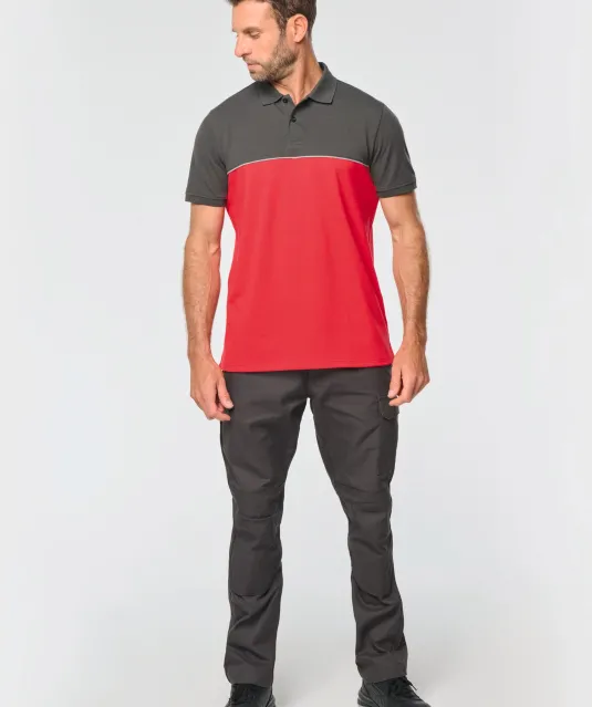 WK210 - Ecologische uniseks polo met korte mouwen in twee kleuren Black / Forest Green