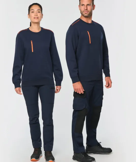 WK403 - Day To Day unisex sweater met zip contrasterende zak Black / Kelly Green