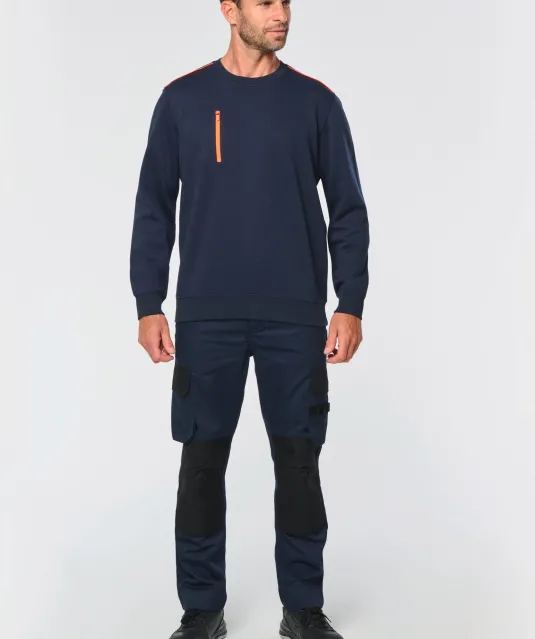 WK403 - Day To Day unisex sweater met zip contrasterende zak Black / Kelly Green