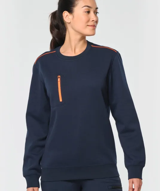WK403 - Day To Day unisex sweater met zip contrasterende zak Black / Kelly Green