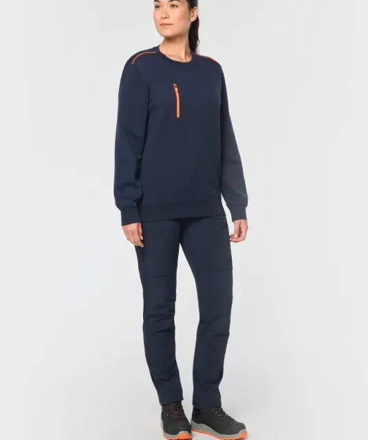 WK403 - Day To Day unisex sweater met zip contrasterende zak Black / Kelly Green