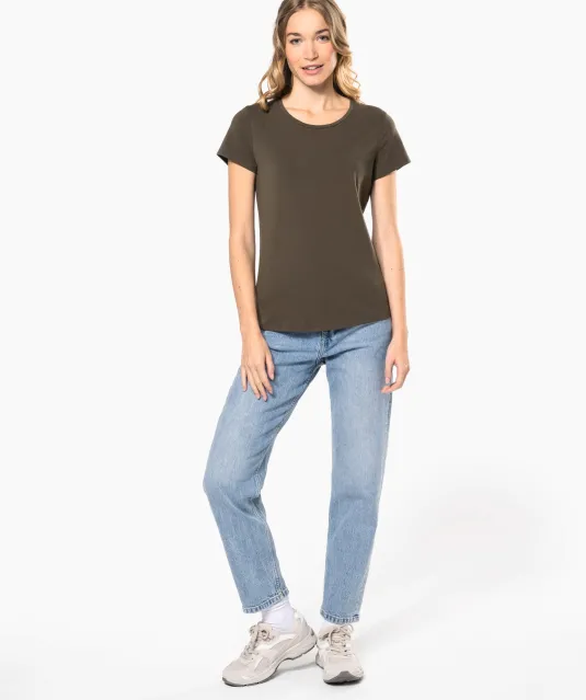 K3013 - Dames-t-shirt ronde hals korte mouwen White