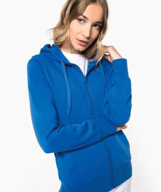 K4031 - Ecologische damessweater met capuchon en ritssluiting White