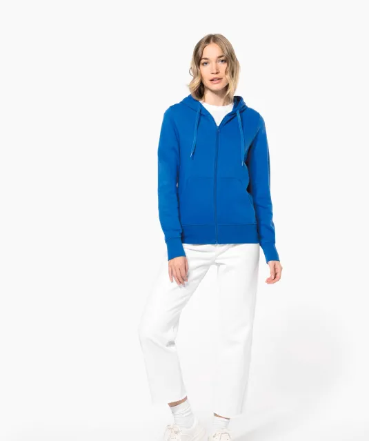 K4031 - Ecologische damessweater met capuchon en ritssluiting White