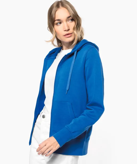 K4031 - Ecologische damessweater met capuchon en ritssluiting White