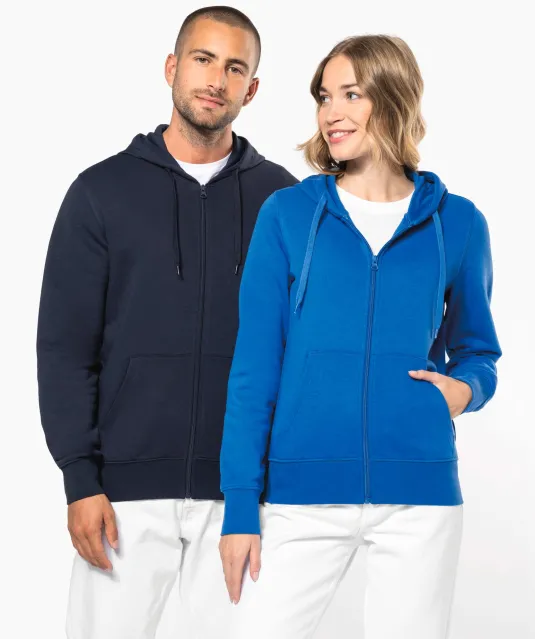 K4031 - Ecologische damessweater met capuchon en ritssluiting White