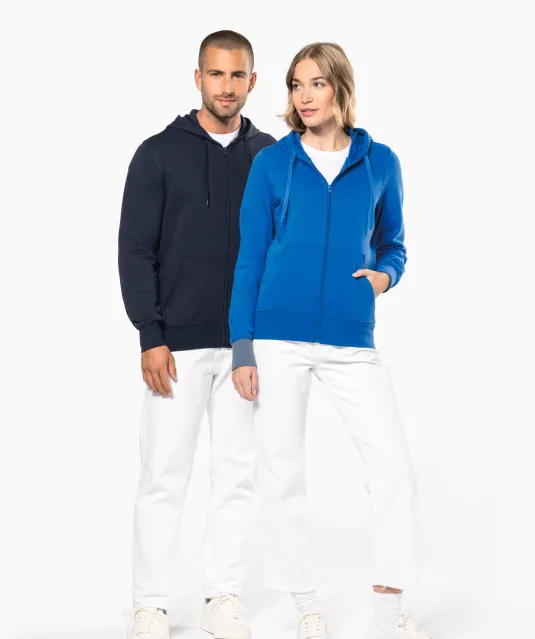 K4031 - Ecologische damessweater met capuchon en ritssluiting White