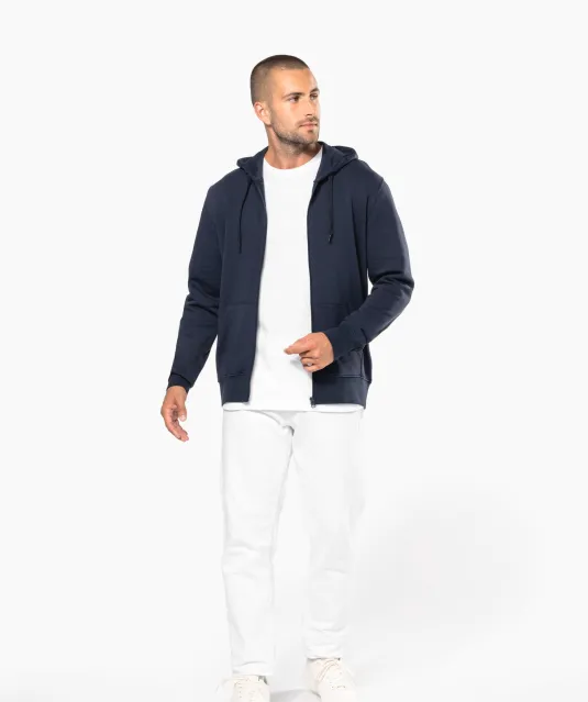 K4030 - Ecologische herensweater met capuchon en ritssluiting White