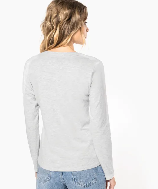 K383 - Dames T-shirt ronde hals lange mouwen White