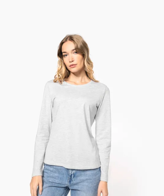 K383 - Dames T-shirt ronde hals lange mouwen White