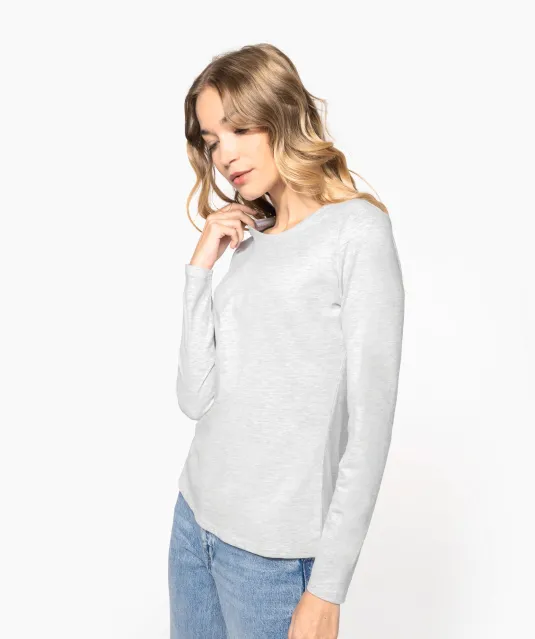 K383 - Dames T-shirt ronde hals lange mouwen White