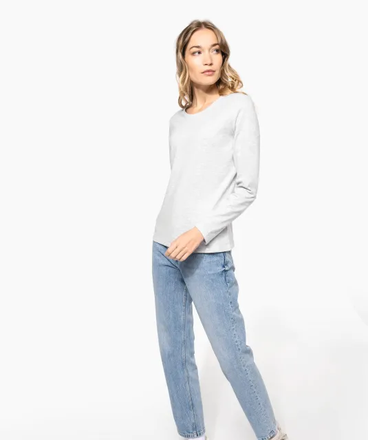 K383 - Dames T-shirt ronde hals lange mouwen White