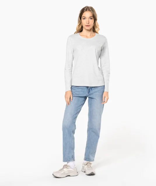 K383 - Dames T-shirt ronde hals lange mouwen White