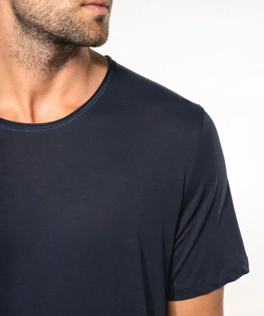K398 - Bio T-shirt kraag met onafgewerkte rand korte mouwen Navy