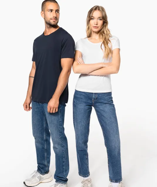 K398 - Bio T-shirt kraag met onafgewerkte rand korte mouwen Navy