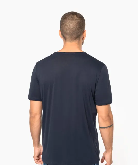 K398 - Bio T-shirt kraag met onafgewerkte rand korte mouwen Navy