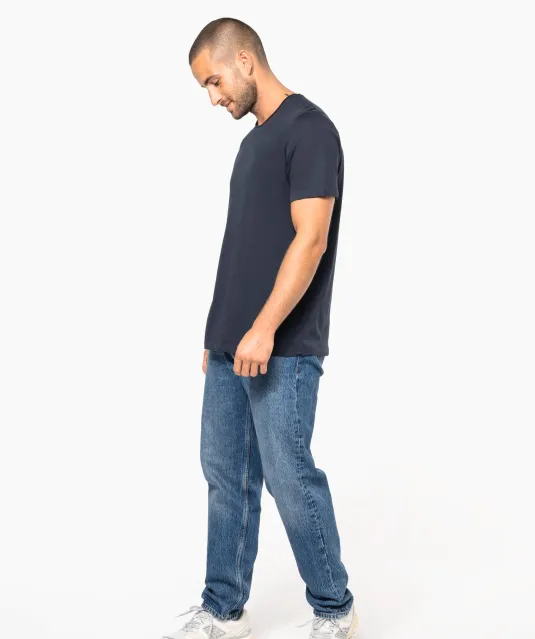 K398 - Bio T-shirt kraag met onafgewerkte rand korte mouwen Navy