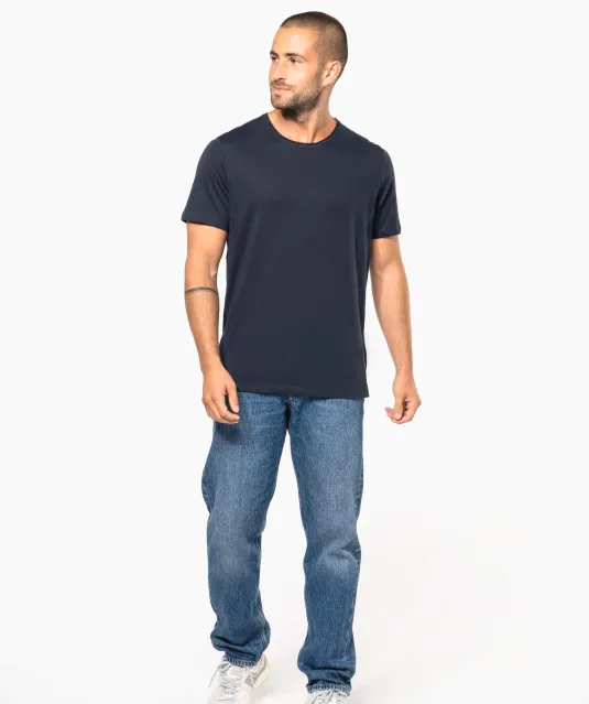 K398 - Bio T-shirt kraag met onafgewerkte rand korte mouwen Navy