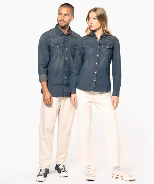 K519 - Heren denim overhemd lange mouwen Blue Jean