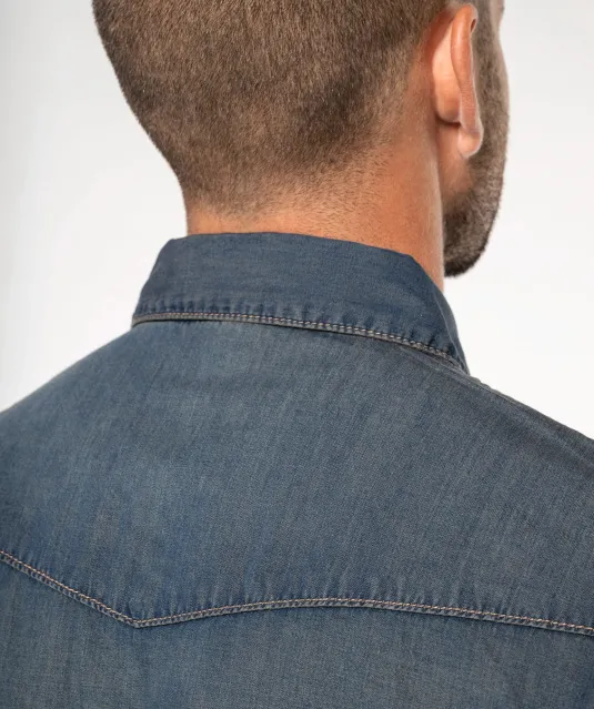 K519 - Heren denim overhemd lange mouwen Blue Jean