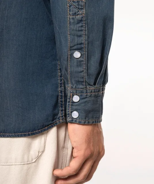 K519 - Heren denim overhemd lange mouwen Blue Jean