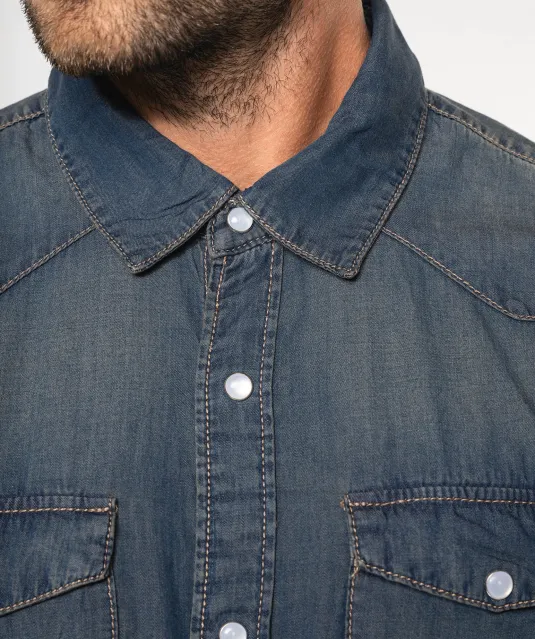 K519 - Heren denim overhemd lange mouwen Blue Jean