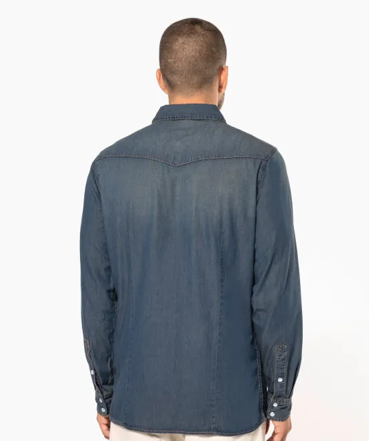 K519 - Heren denim overhemd lange mouwen Blue Jean